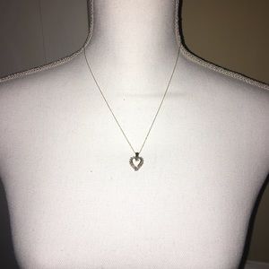14K Gold Diamond Heart Necklace, Vintage Status
